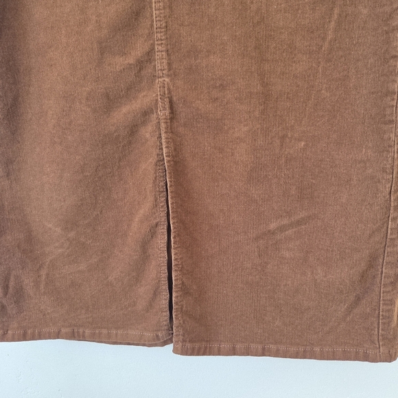 Brown Corduroy Midi Skirt Front Slit Pencil Western Country Rodeo Cowgirl 14 - Picture 5 of 10